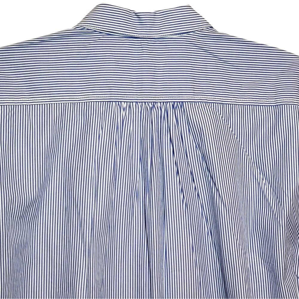 Travota Marianne NWT Birds of Paradise Button Ruffle Shirt Blue White Cotton XS - Picture 9 of 14